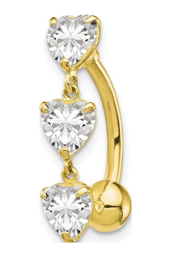 Fine Designer 10k Yellow Gold 10k 5Mm Heart Belly Dangle (Length=20) (Width=5)