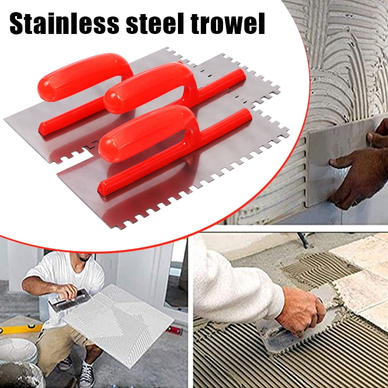 Jbhelth Stainless Cement Flaten Trowel with Notch Tiling Notched Trowel