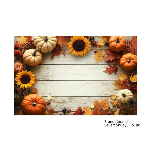 Jbralid Autumn Pumpkin Sunflower Fall Leaves Placemat Set of 4 for Home Kitchen Table Decor 12x18 inch