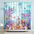 thumbnail image 1 of Jbralid Blue Ocean Seaworld Shower Curtain, Marine Life Shower Curtain Beach Turtle Octopus Sea Horse Coral Star Conch Fish Shower Curtain Sets Washable Home Office Decor Bath Curtain, 1 of 5