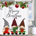 thumbnail image 1 of Jbralid Christmas Gnomes Shower Curtain Winter Holiday White Bath Curtain Xmas Tree Buffalo Check Plaid Waterproof Bathroom Curtain Decor with Hooks 72x72 Inch, 1 of 6