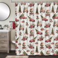thumbnail image 1 of Jbralid Christmas Red Truck Shower Curtain Fun Winter Holiday Bathroom Decor Red Truck with Cute Snowman Bath Curtain Xmas New Year Hooks Included 72X72IN, 1 of 6
