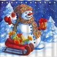 thumbnail image 1 of Jbralid Christmas Shower Curtains Red Blue Cute Snowman Snowy Forest Bath Curtain Winter Holiday Xmas Snow Pine Trees Waterproof Polyester Fabric Bathroom Bathtubs Decor Set 72 x 72 Inches, 1 of 6