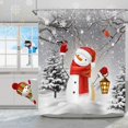 thumbnail image 1 of Jbralid Christmas Snowman Shower Curtain, Cute Snowman Cardinals Birds Standing on Snowy Branch Trees Snowflake Bathroom Curtain for Bathtub Home Decor Waterproof Washable Fabric with 12 Hooks, 1 of 6
