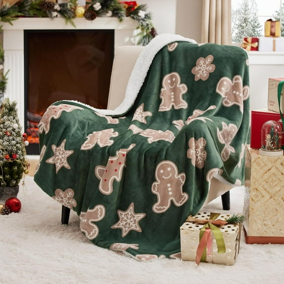 Jbralid Christmas Throw Blanket - Soft and Warm Christmas Gingerbread Throw Blankets for Couch, Sofa, Bed, Gift Blanket 40"x 50"