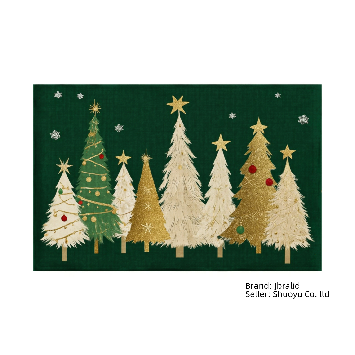 Jbralid Christmas Tree Pattern Linen Placemat Set of 6 for Home Kitchen Table Decor 12x18 inch