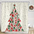 thumbnail image 1 of Jbralid Christmas Tree Shower Curtain Fun Santa Snowman Snowflake Bathroom Decor Cute Colorful Bath Curtain Winter Holiday New Year Hooks Included 72X72IN, 1 of 6
