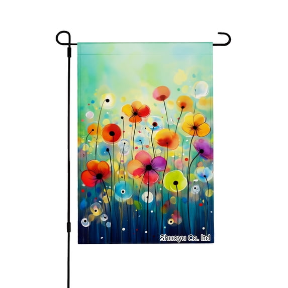 Jbralid Colorful Poppy Flower Garden Flag For Spring Summer Home Outdoor Garden Yard Door Decor 12x18 inch