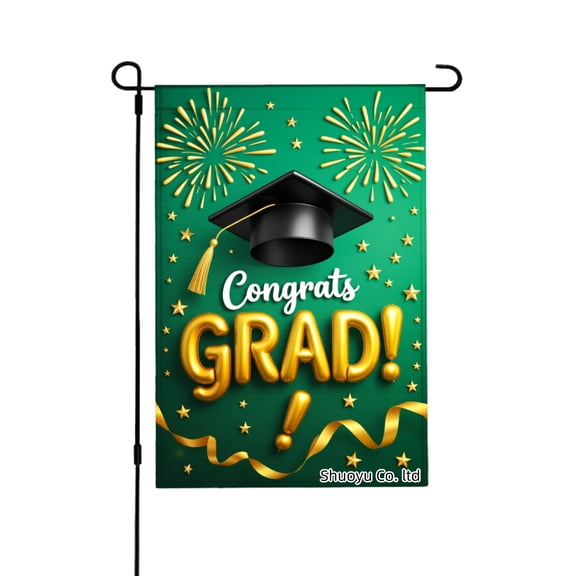 Jbralid Congrats Grad Garden Flag With Graduation Cap Fireworks And Stars Design For Spring Summer Home Outdoor Garden Yard Door Decor 12x18 inch