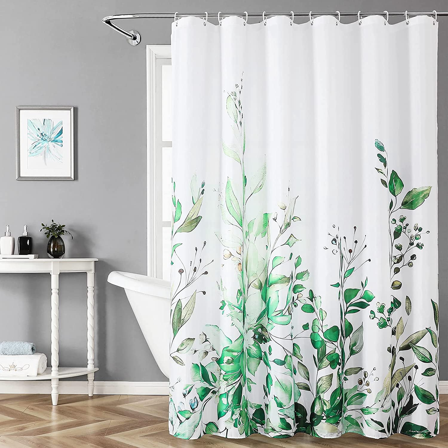 Jbralid Eucalyptus Shower Curtain Waterproof Polyester, Green Shower