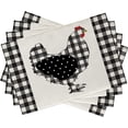 thumbnail image 1 of Jbralid Farm Chicken Hen Animal Placemats Set of 4, Black White Buffalo Check Plaid Farmhouse Chick Dining Table Place Mats, Spring Summer Country Rustic Kitchen Decor Home Decoration 12x18 Inch, 1 of 5