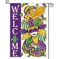 thumbnail image 1 of Jbralid Fleur de Lis Donut Masquerade Mask Mardi Gras Garden Flag 12x18 Inch Double Sided, Welcome Carnival Yard Outdoor Decoration, 1 of 6
