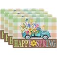 thumbnail image 1 of Jbralid Flowers Truck Spring Placemats 12x18 Inch Set of 4 Colorful Buffalo Plaid Table Mats Farmhouse Rustic Holiday Kitchen Dining Table Decoration for Indoor Outdoor Dinner Party Decor, 1 of 5