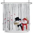 thumbnail image 1 of Jbralid Funny Christmas Snowman Shower Curtains for Kids Cardinals Snow Forest Winter Scene Curtain Holiday Decor 72x72 inch Polyester Fabric, 1 of 6