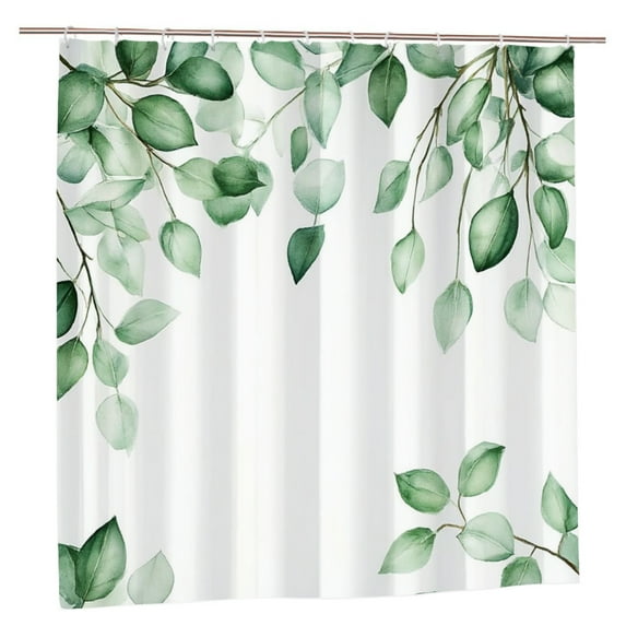 Jbralid Green Leaf Pattern Polyester Shower Curtain for Home Bathroom Bath Tub Decor 72x72 inch