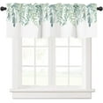 thumbnail image 1 of Jbralid Green Leaf Windows Valances Curtain Watercolor Floral Eucalyptus Kitchen Rod Pocket Short Panels Retro Window Treatment Topper Curtains for Living Bedroom Farmhouse 1 Panel, 54x18 Inch, 1 of 5