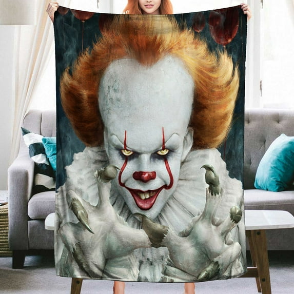 Jbralid Halloween Throw Blanket Horror Movie Film Character Soft Flannel Blanket for Sofa Bed Couch Chair or Dorm 60x80 in