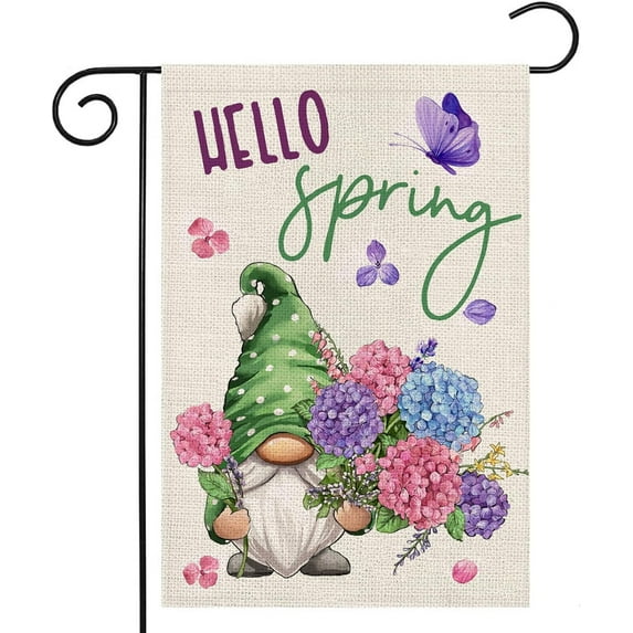 Jbralid Hello Spring 12" x 18" linen Outdoor Flag and Banner, Double Sided