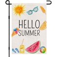 thumbnail image 1 of Jbralid Hello Summer Garden Flag 12x18 Inch Double Sided Burlap Yard Outdoor Decor Small Flags, 1 of 5