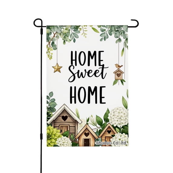 Jbralid Home Sweet Home Linen Garden Flag With Birdhouses And Flowers For Spring Summer Home Outdoor Garden Yard Door Decor 12x18 inch