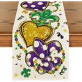 thumbnail image 1 of Jbralid Iris Jewellery Hearts Mardi Gras Table Runner, Seasonal Kitchen Dining Table Decoration for Home Party Decor 13x72 Inch, 1 of 3
