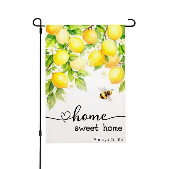 Jbralid Lemon Tree Bee Home Sweet Home Linen Garden Flag For Spring Summer Home Outdoor Garden Yard Door Decor 12x18 inch