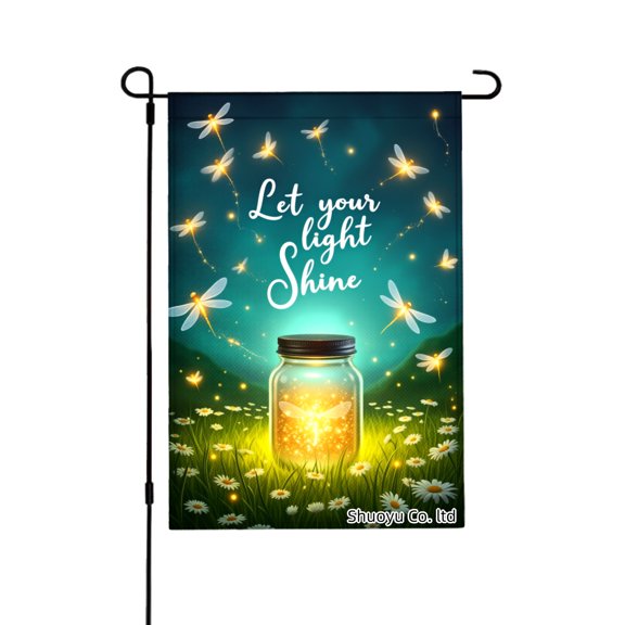 Jbralid Let Your Light Shine Fireflies Jar Garden Flag For Spring Summer Home Outdoor Garden Yard Door Decor 12x18 inch