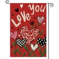 thumbnail image 1 of Jbralid Love You Valentines Day Garden Flag 12x18 Inch Outside Double Sided, Love Hearts Flowers Rustic Yard Outdoor Decorative Flag Red, 1 of 6