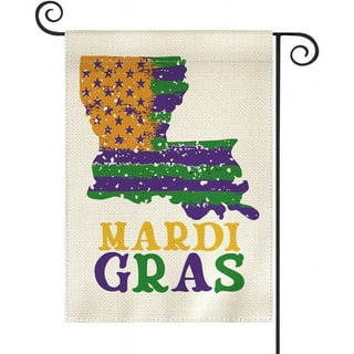 Mardi Gras Decorations Garden Flag, Happiwiz 12 x 18 Inch New Orleans Party  Decorations Mardi Gras Hanging Yard Flag for Home Masquerade Party Outdoor