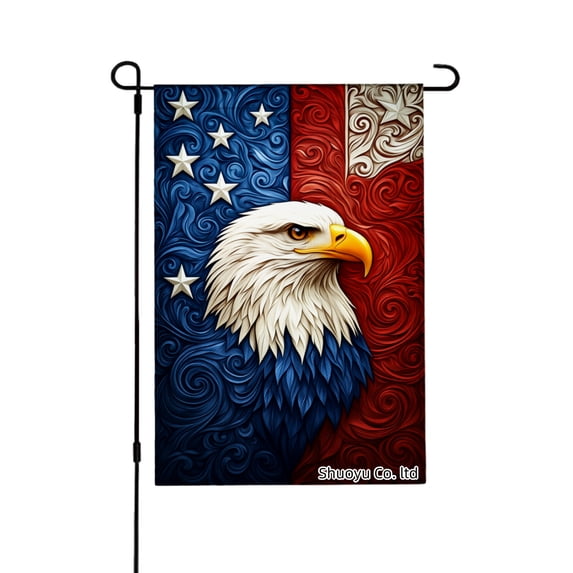 Jbralid Patriotic Garden Flag With Stars And Swirls Design For Spring Summer Home Outdoor Garden Yard Door Decor 12x18 inch