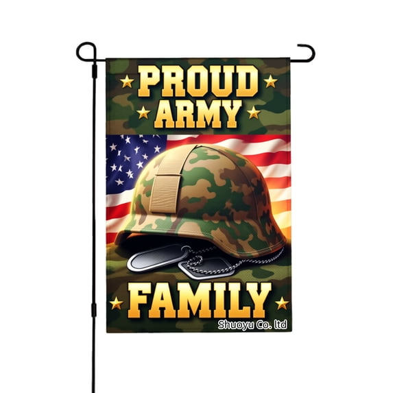Jbralid Proud Army Family Linen Garden Flag For Spring Summer Home Outdoor Garden Yard Door Decor 12x18 inch