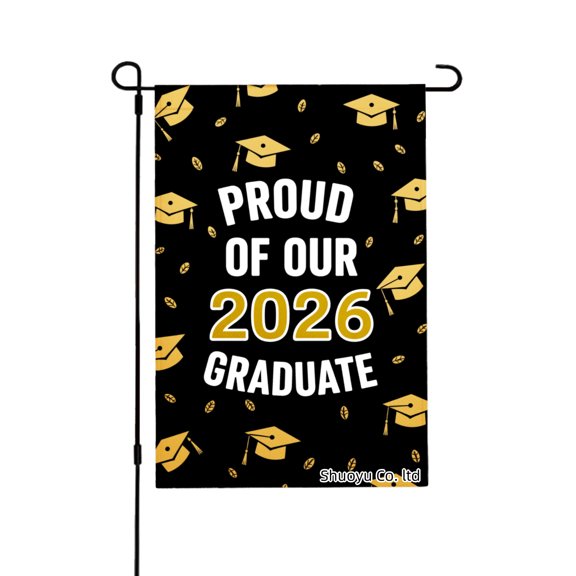 Jbralid Proud Of Our 2026 Graduate Graduation Cap Garden Flag For Spring Summer Home Outdoor Garden Yard Door Decor 12x18 inch