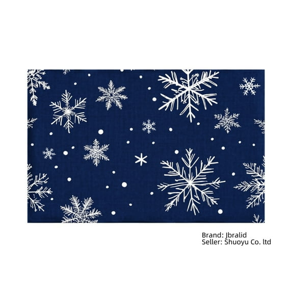 Jbralid Snowflake Pattern Navy Blue Linen Placemat Set of 6 for Home Kitchen Table Decor 12x18 inch
