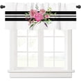 thumbnail image 1 of Jbralid Spring Flower Window Valances Summer Watercolor Floral Black White Striped Valance Kitchen Curtains with Rod Pocket Short Curtain Panels for Bedroom Living Room 54" X 18", 1 of 5