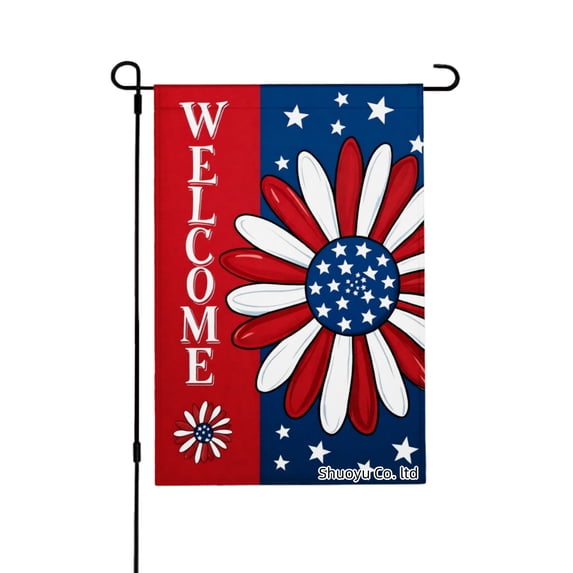 Jbralid Spring Garden Flag Welcome Flag With Daisy Pattern Linen Summer Garden Flags for Outside 12x18 inch