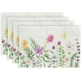 thumbnail image 1 of Jbralid Spring Placemats 12x18 Inches Set of 4, Flower Butterfly Seasonal Farmhouse Linen Indoor Kitchen Dining Table Mats Decorations for Home Party, 1 of 5
