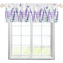 Jbralid Spring Summer Lavender Flower Kitchen Curtain Valance 54 x 18, Seasonal Floral Short Topper Rod Pocket Curtains Window Treatments for Home Living Room Bedroom Bathroom Decor