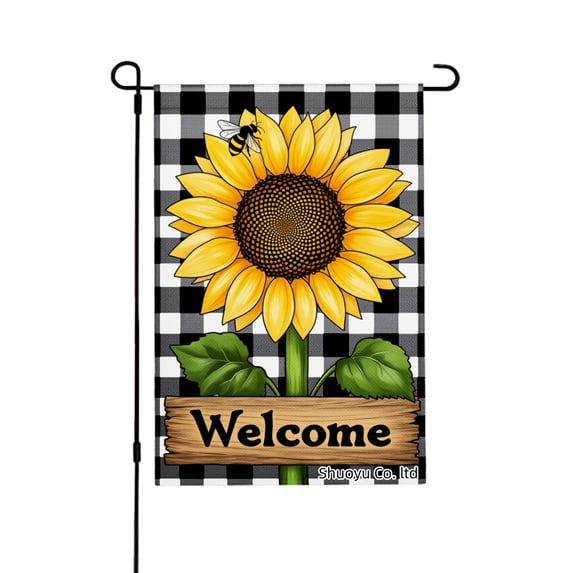 Jbralid Sunflower And Bee Welcome Garden Flag For Spring Summer Home Outdoor Garden Yard Door Decor 12x18 inch