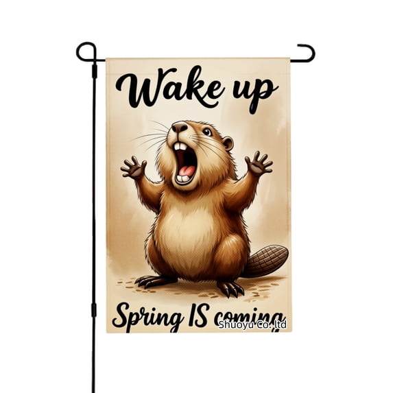 Jbralid Wake Up Spring Is Coming Groundhog Garden Flag For Spring Summer Home Outdoor Garden Yard Door Decor 12x18 inch