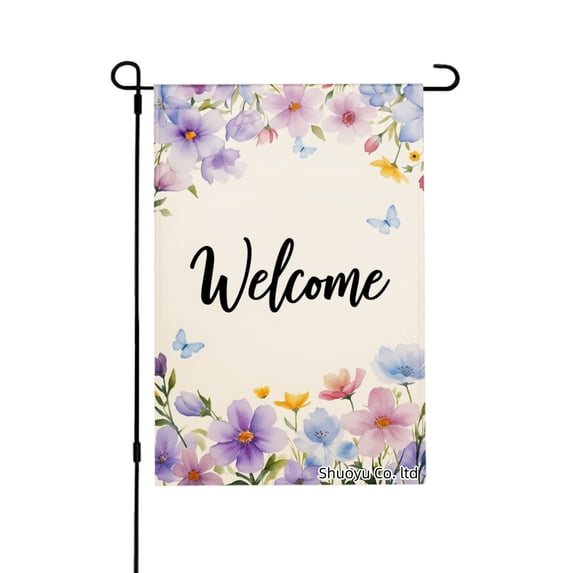 Jbralid Welcome Floral Garden Flag For Spring Summer Home Outdoor Garden Yard Door Decor 12x18 inch