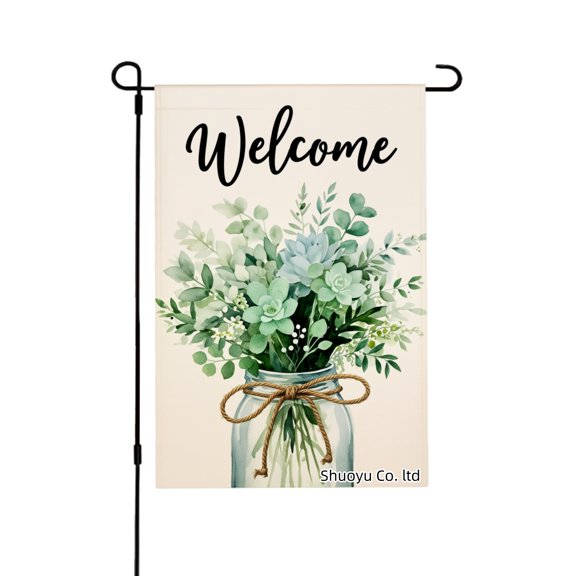 Jbralid Welcome Floral Garden Flag For Spring Summer Home Outdoor Garden Yard Door Decor 12x18 inch