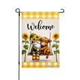 thumbnail image 1 of Jbralid Welcome Garden Gnome And Cow On Swing With Sunflowers Linen Garden Flag For Spring Summer Home Outdoor Garden Yard Door Decor 12x18 inch, 1 of 2