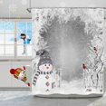 thumbnail image 1 of Jbralid Winter Christmas Shower Curtain, Grey Cute Snowman Cardinals Standing on Snowy Branch Trees Winter Scene Bathroom Curtain for Bathtub Decor Waterproof Washable Fabric with 12 Hooks, 1 of 6