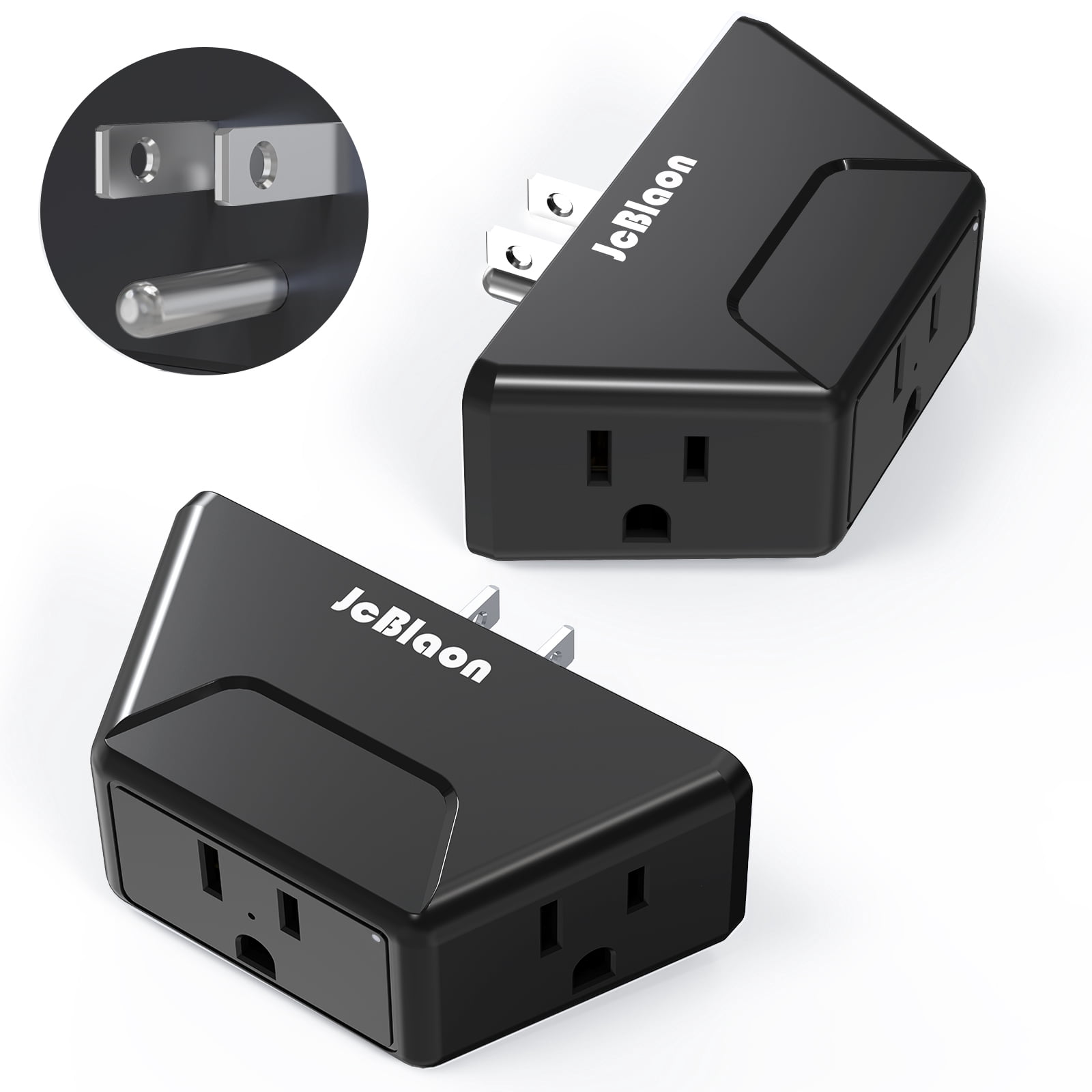 JcBlaon Black Multi Plug Outlet Extender 2 Pack Electrical Wall ...