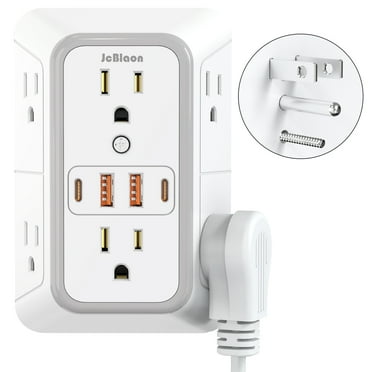 JcBlaon Outlet Extender Splitter Surge Protector with 4 USB Ports (2 USB C), Multiple Plug Wall Outlet, Multi Outlet Plug in Wall Adapter Power Strip for Indoor