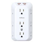 JcBlaon 9 Outlet Extender Surge Protector Splitter Adapter with 4 USB Ports 2 USB C USB Wall Charger 4-Sided 1050J 1875W Multi Plug Wall Mount for Home Travel Office, White