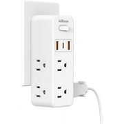 JcBlaon Power Strip Surge Protector Adapter, 6 AC Outlets 3 USB Ports Outlet Extender, White