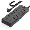 thumbnail image 1 of JcBlaon Power Strip Surge Protector with USB Ports Multiple Outlets, 5ft Flat Plug Extension Cord, Black, 1 of 10