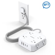 JcBlaon QC860-CU 14 Gauge 5ft White 8 Outlets Surge Protector Extension Cord