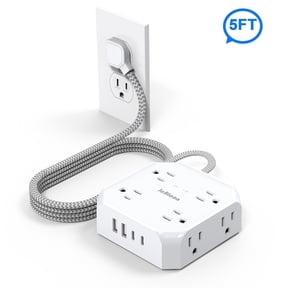 JcBlaon QC860-CU 14 Gauge 5ft White 8 Outlets Surge Protector Extension Cord